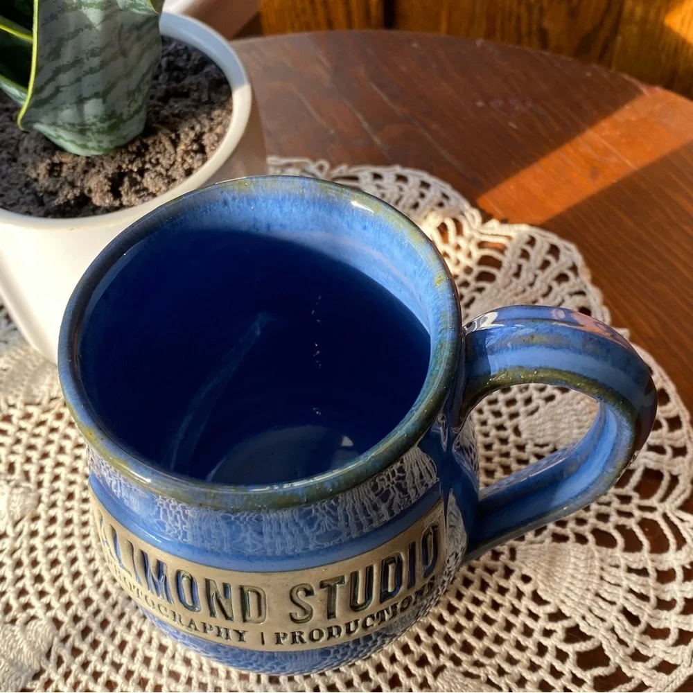 Studio Pottery Blue Almond Studio Photography Ceramic Mug EUC